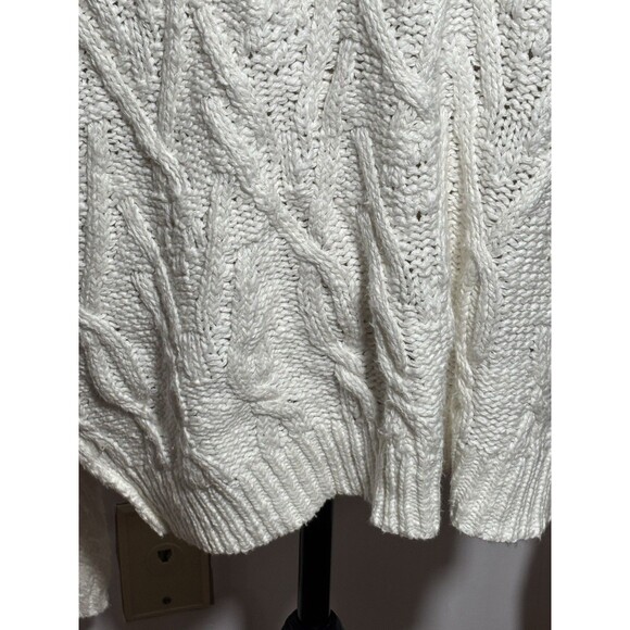 Free People Isla Sweater Women's Large Ivory White Chunky Cable Tunic Oversized - Picture 4 of 16
